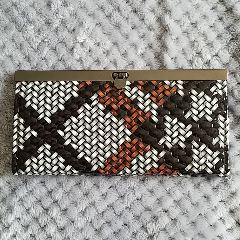 Small clutch multi color brown cream orange